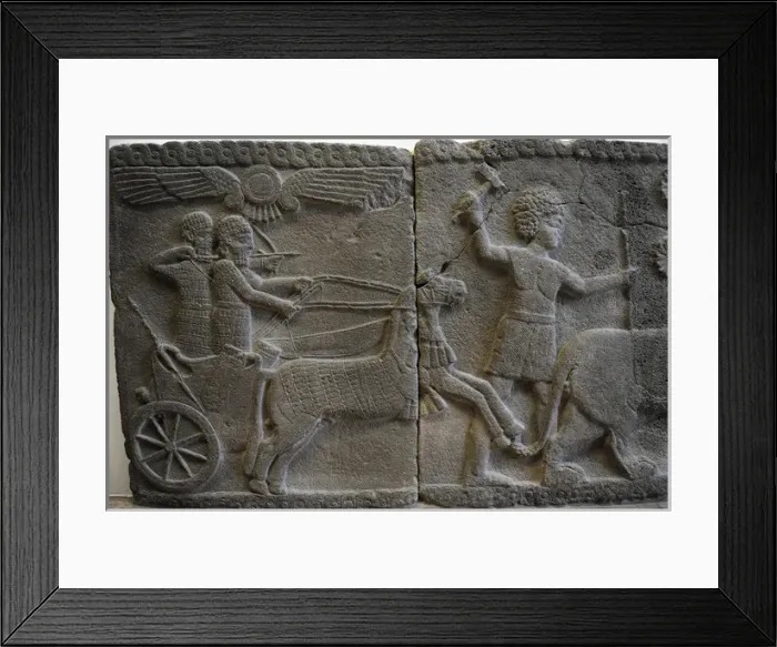 Framed Print : Hittite art. Orthostat. 8th century BC. Relief: Hunting scen Framed Print : Hittite art. Orthostat. 8th century BC. Relief: Hunting scen