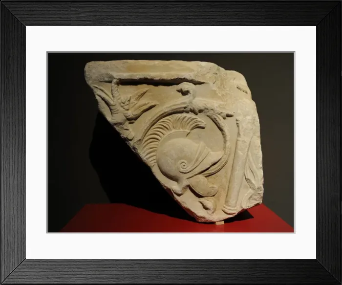 Framed Print : Greek art. Asia Minor. Tendril frieze fragment with weaponry Framed Print : Greek art. Asia Minor. Tendril frieze fragment with weaponry