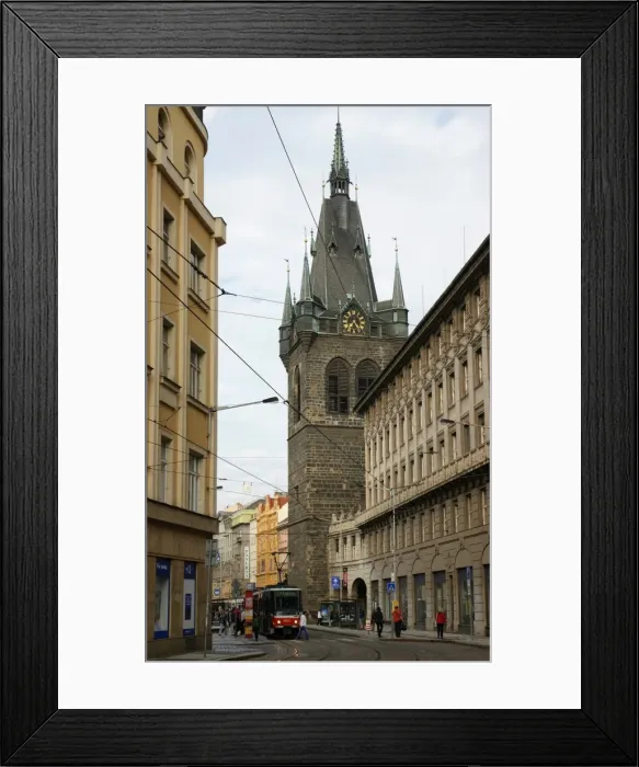 Framed Print : Czech Republic. Prague. Street. At the bottom towers ancien Framed Print : Czech Republic. Prague. Street. At the bottom towers ancien