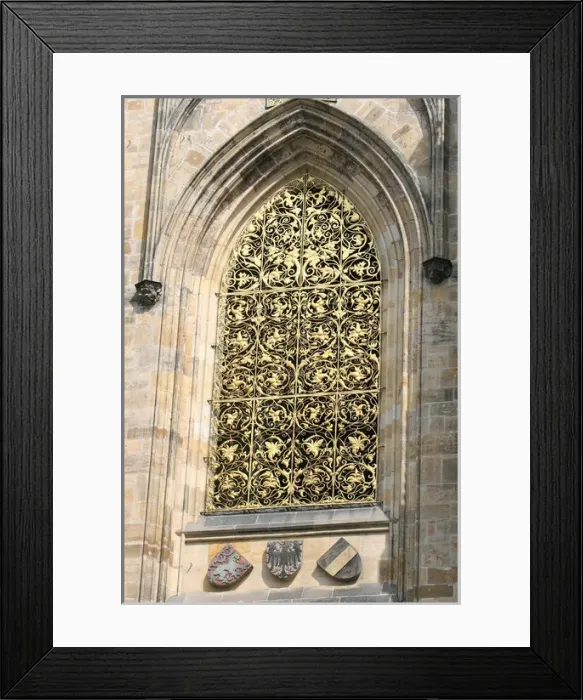 Framed Print : Czech Republic. Prague. St. Vitus Cathedral. Detail tower. W Framed Print : Czech Republic. Prague. St. Vitus Cathedral. Detail tower. W
