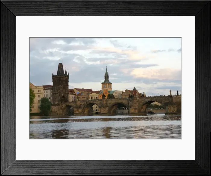 Framed Print : Czech Republic. Prague. View of Charles Bridge and Vltrava r Framed Print : Czech Republic. Prague. View of Charles Bridge and Vltrava r