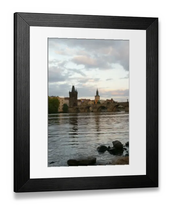 Framed Print : Czech Republic. Prague. View of Charles Bridge and Vltrava r Framed Print : Czech Republic. Prague. View of Charles Bridge and Vltrava r