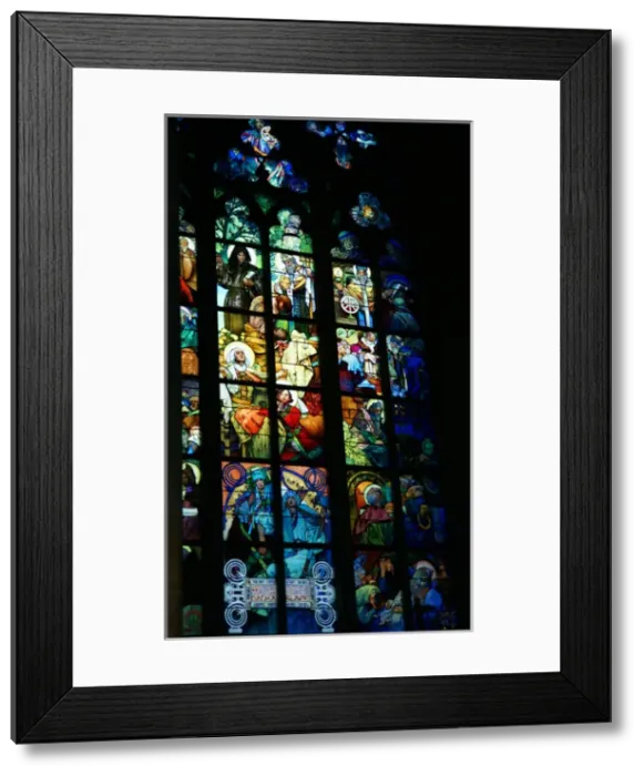 Framed Print : Czech Republic. Prague. St. Vitus Cathedral. Stained glass Framed Print : Czech Republic. Prague. St. Vitus Cathedral. Stained glass