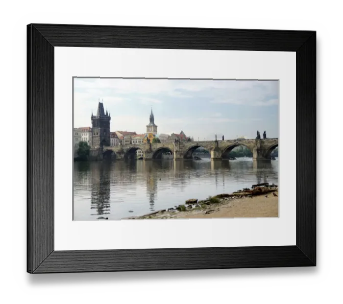Framed Print : Czech Republic. Prague. View of Charles Bridge and Vltrava r