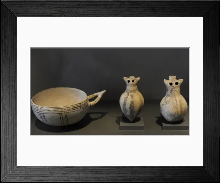 Framed Print : Cups and rattles. Late Bronze Age. Cyprus Framed Print : Cups and rattles. Late Bronze Age. Cyprus