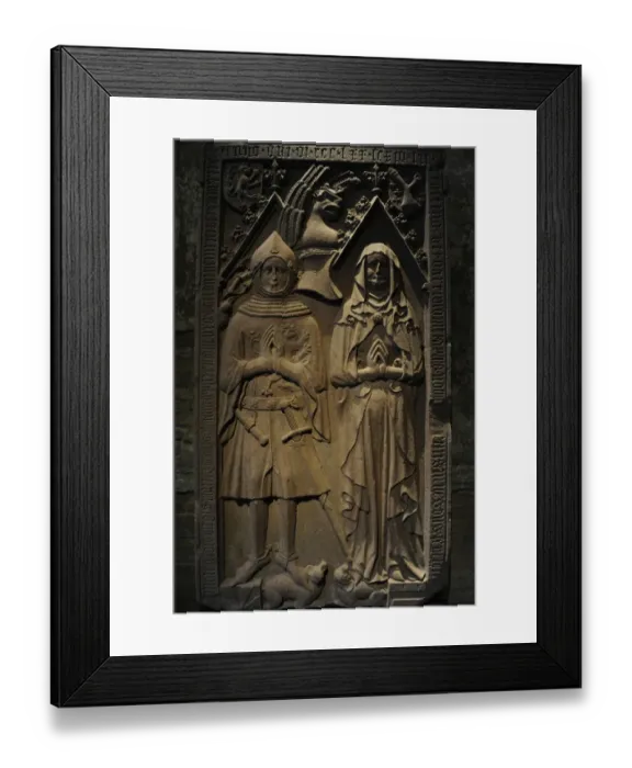 Framed Print : Tomb plate of Heinrich Beyer Boppard (d. 1376) and his wife L Framed Print : Tomb plate of Heinrich Beyer Boppard (d. 1376) and his wife L