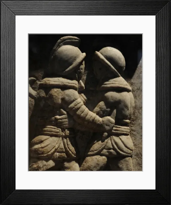 Framed Print : Roman relief of gladiatorial combat Framed Print : Roman relief of gladiatorial combat