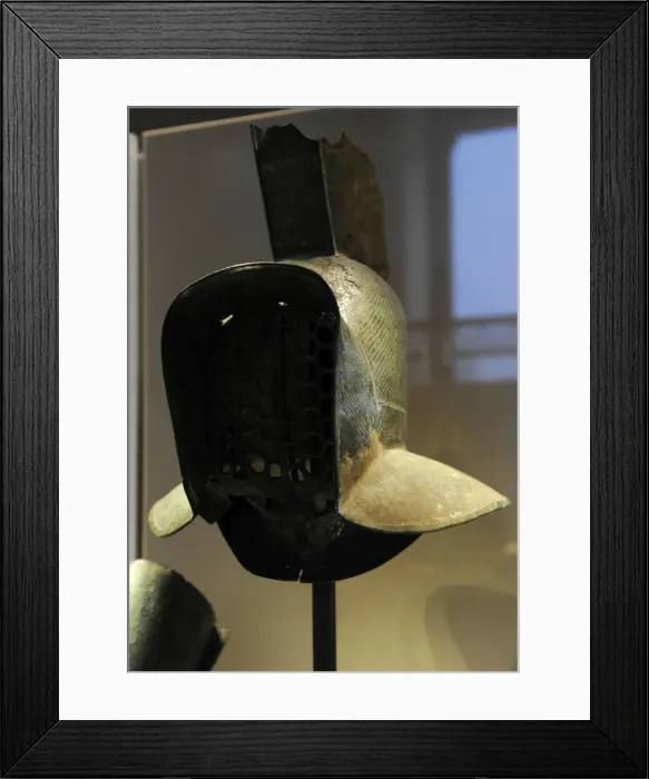 Framed Print : Helmet of a murmillo. 2nd century AD Framed Print : Helmet of a murmillo. 2nd century AD