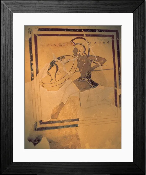 Framed Print : Greek art. Classical era. Hoplita. Fresco. 520-510 BC. Acrop Framed Print : Greek art. Classical era. Hoplita. Fresco. 520-510 BC. Acrop
