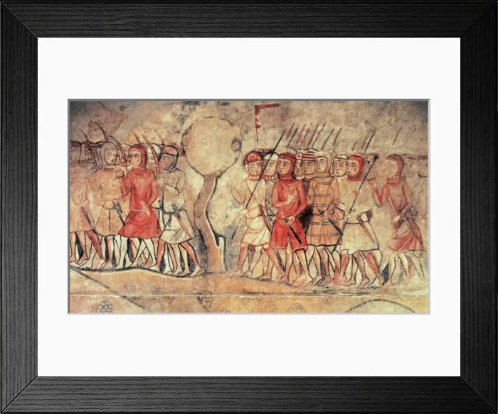 Framed Print : Soldiers of the army of King James I (1208-1276). Infantry a Framed Print : Soldiers of the army of King James I (1208-1276). Infantry a