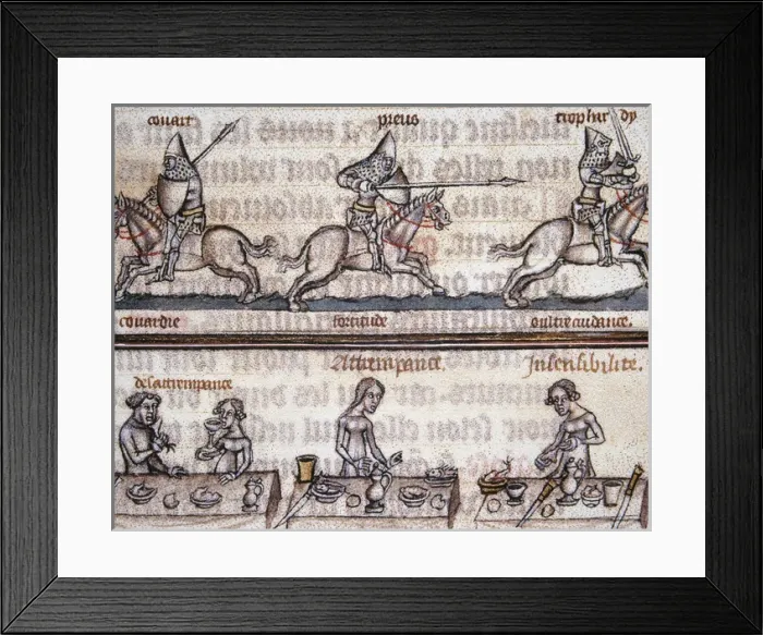 Framed Print : Virtues of knights and civility at the table. Miniature, 14t Framed Print : Virtues of knights and civility at the table. Miniature, 14t