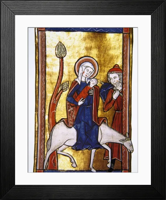 Framed Print : The flight into Egypt. Miniature. 13th century Framed Print : The flight into Egypt. Miniature. 13th century