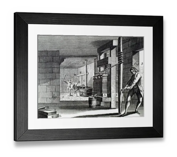 Framed Print : Workshop dedicated to handcrafting the paperboard. 18th cent Framed Print : Workshop dedicated to handcrafting the paperboard. 18th cent