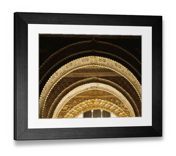 Framed Print : Spain. Granada. Alhambra. Royal Palace. Detail of stucco arc Framed Print : Spain. Granada. Alhambra. Royal Palace. Detail of stucco arc