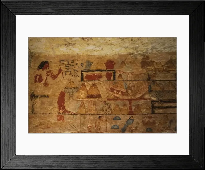 Framed Print : Egyptian Art. Deceased seated next to the offerings table. R Framed Print : Egyptian Art. Deceased seated next to the offerings table. R