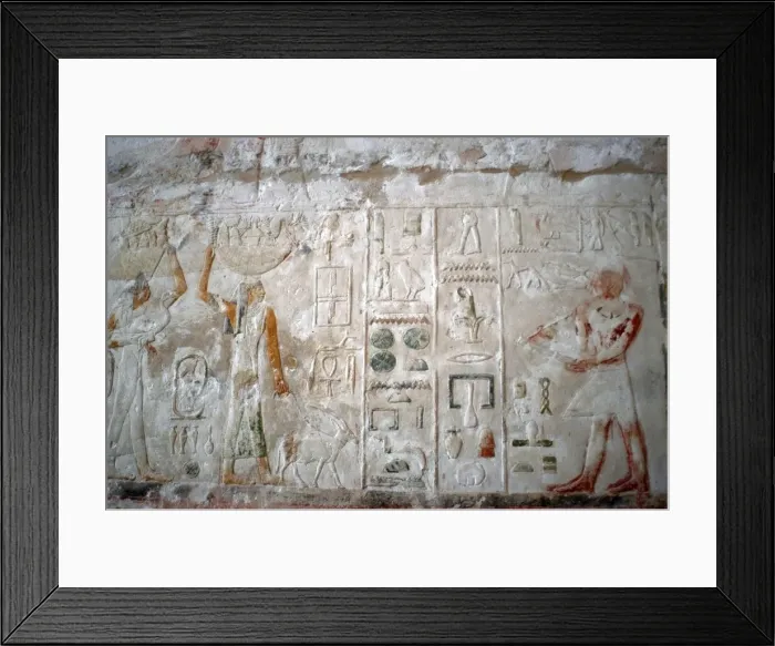 Framed Print : Mastaba of Ptahhotep and Akhethotep. The transport of offeri Framed Print : Mastaba of Ptahhotep and Akhethotep. The transport of offeri