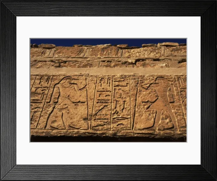 Framed Print : Egyptian Art. Necropolis of Saqqara. Male figures and hierog Framed Print : Egyptian Art. Necropolis of Saqqara. Male figures and hierog