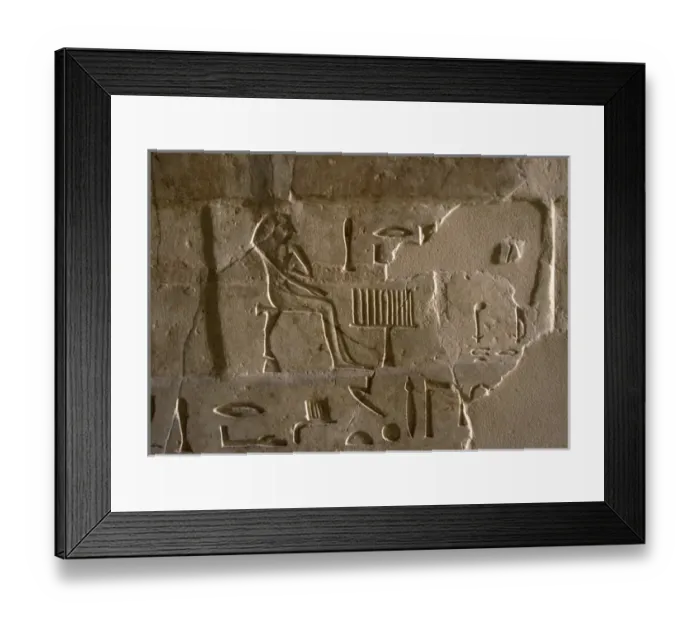 Framed Print : Mastaba of Nefer and Kahay. Relief. Hieroglyphic depicting t Framed Print : Mastaba of Nefer and Kahay. Relief. Hieroglyphic depicting t
