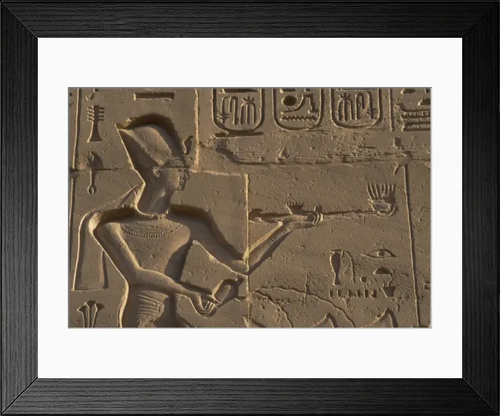 Framed Print : Egyptian Art. Karnak. The Pharaoh Ramesses II making an offe Framed Print : Egyptian Art. Karnak. The Pharaoh Ramesses II making an offe