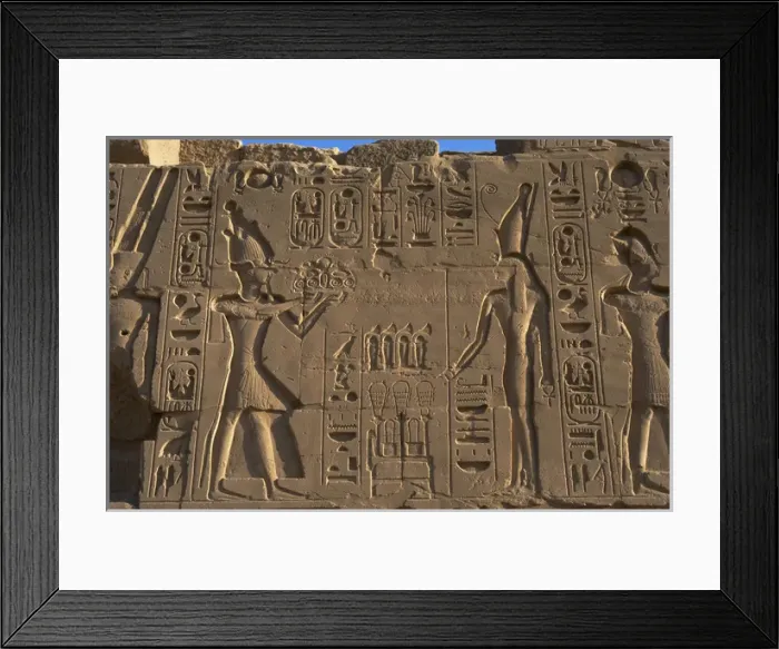 Framed Print : Egyptian Art. Karnak. The Pharaoh Ramesses II making an offe Framed Print : Egyptian Art. Karnak. The Pharaoh Ramesses II making an offe