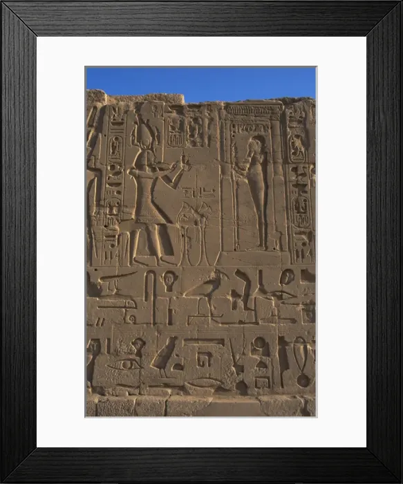 Framed Print : Egyptian Art. Karnak. The Pharaoh Ramesses II making an offe Framed Print : Egyptian Art. Karnak. The Pharaoh Ramesses II making an offe