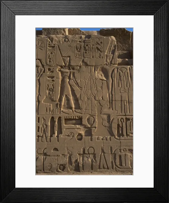 Framed Print : Egyptian Art. Karnak. The Pharaoh Ramesses II making an offe Framed Print : Egyptian Art. Karnak. The Pharaoh Ramesses II making an offe