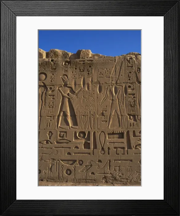 Framed Print : Egyptian Art. Karnak. The Pharaoh Ramesses II making an offe Framed Print : Egyptian Art. Karnak. The Pharaoh Ramesses II making an offe