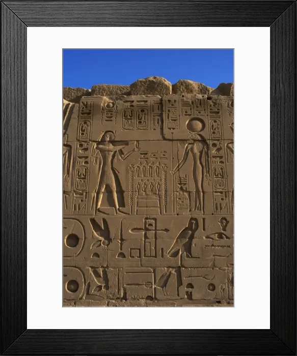 Framed Print : Egyptian Art. Karnak. The Pharaoh Ramesses II making an offe Framed Print : Egyptian Art. Karnak. The Pharaoh Ramesses II making an offe