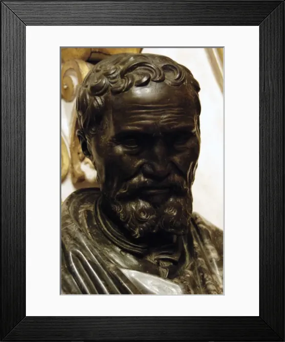 Framed Print : Michelangelo Buonarroti (1475-1564). Bust. Marble and bronze Framed Print : Michelangelo Buonarroti (1475-1564). Bust. Marble and bronze
