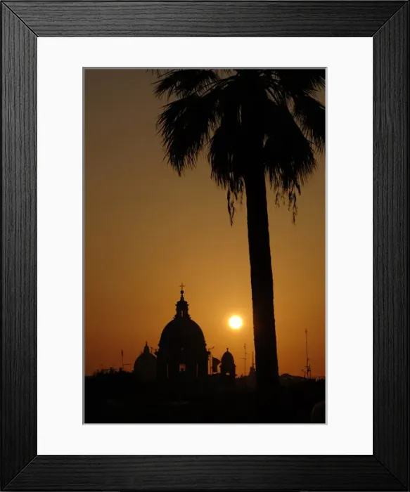 Framed Print : Italy. Rome. Basilica of San Carlo al Corso at sunset. Backl Framed Print : Italy. Rome. Basilica of San Carlo al Corso at sunset. Backl