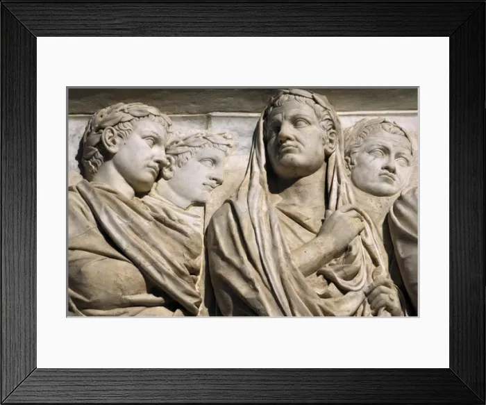 Framed Print : Ara Pacis Augustae. Processional frieze. Detail. Relief. Nor