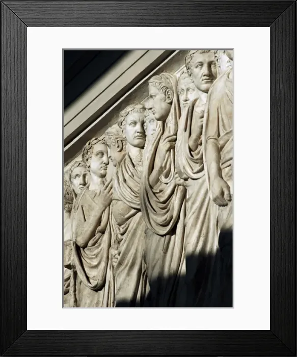 Framed Print : Ara Pacis Augustae. Processional frieze. Detail. Relief. Nor Framed Print : Ara Pacis Augustae. Processional frieze. Detail. Relief. Nor