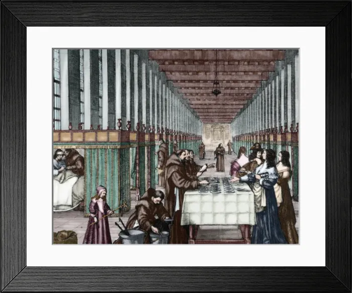 Framed Print : History of Medicine. Modern Age. Carity Hospital. Engraving Framed Print : History of Medicine. Modern Age. Carity Hospital. Engraving