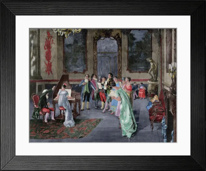 Framed Print : Essay of a Opera. Versailles. Engraving. Colored Framed Print : Essay of a Opera. Versailles. Engraving. Colored