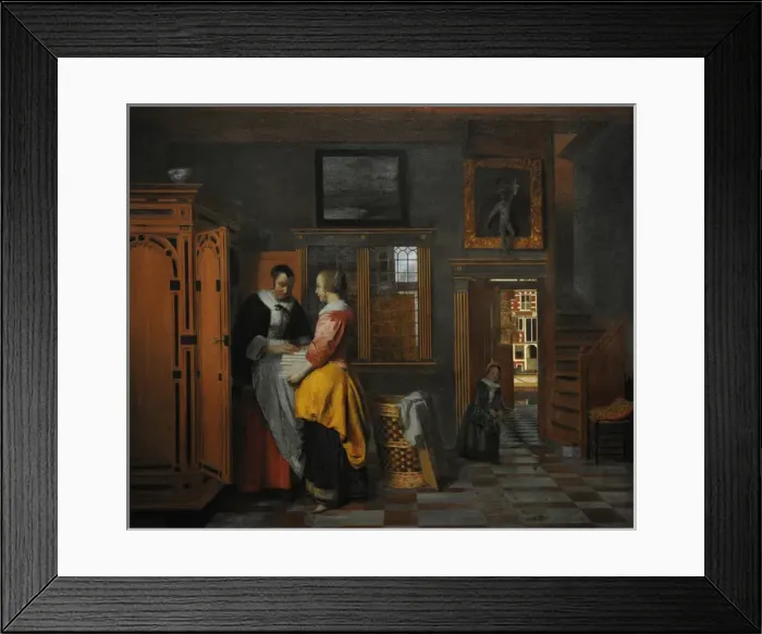 Framed Print : Interior with Women beside a Linen Cupboard, 1663, by Pieter Framed Print : Interior with Women beside a Linen Cupboard, 1663, by Pieter