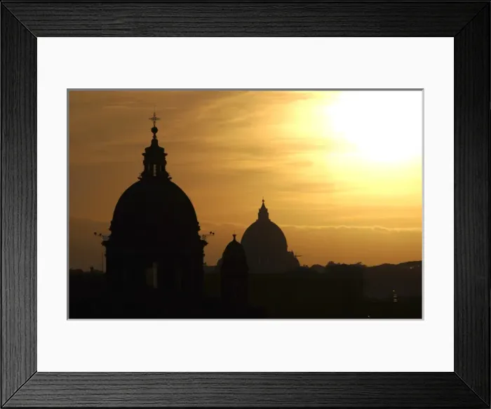 Framed Print : Italy. Rome. Basilica of San Carlo al Corso at sunset. Backl Framed Print : Italy. Rome. Basilica of San Carlo al Corso at sunset. Backl
