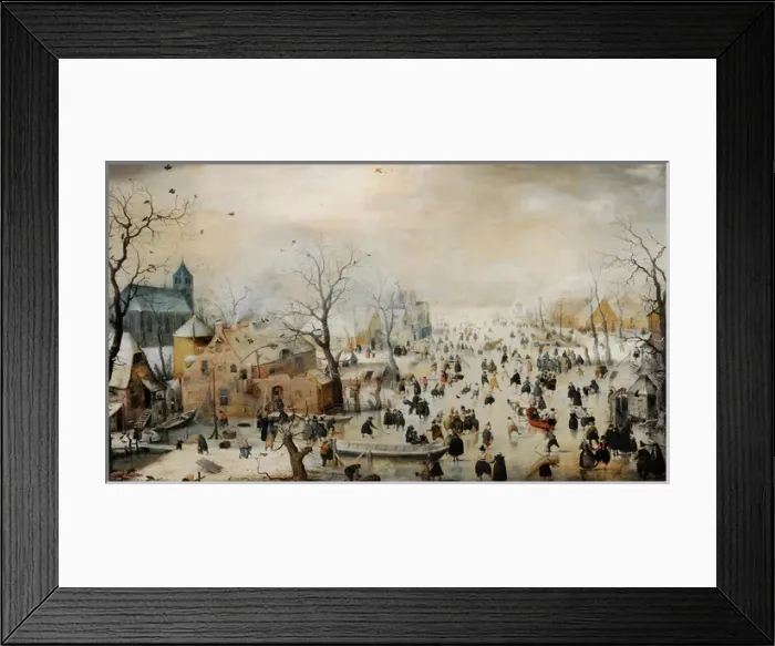Framed Print : Winter Landscape with Ice Skaters, c. 1608, by Hendrick Aver Framed Print : Winter Landscape with Ice Skaters, c. 1608, by Hendrick Aver