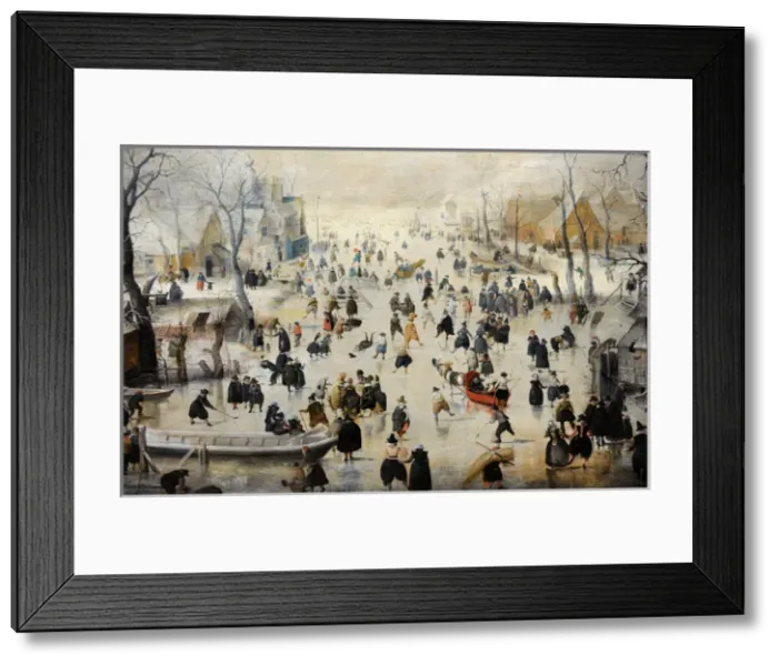 Framed Print : Winter Landscape with Ice Skaters, c. 1608, by Hendrick Aver Framed Print : Winter Landscape with Ice Skaters, c. 1608, by Hendrick Aver