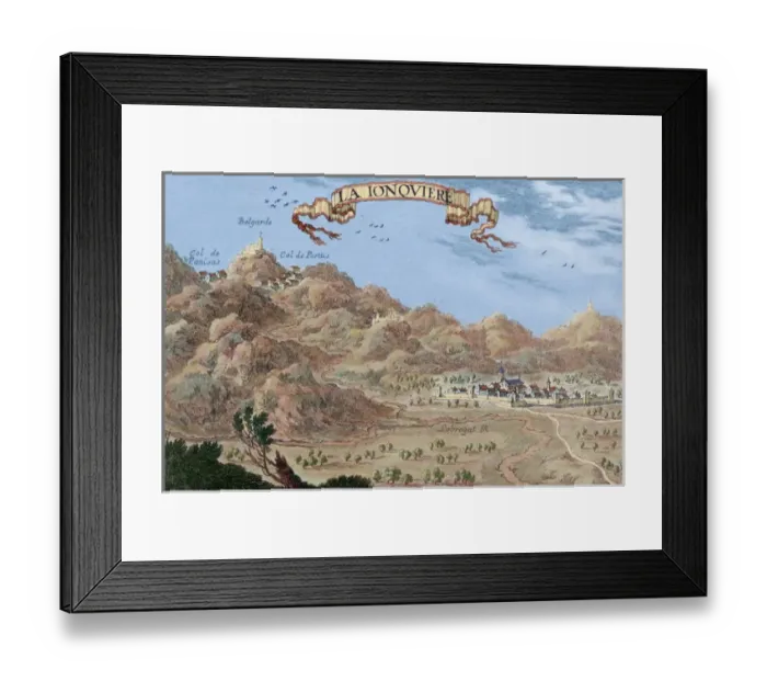 Framed Print : The Jonquera, Catalonia. French engraving. 17th century. Col Framed Print : The Jonquera, Catalonia. French engraving. 17th century. Col