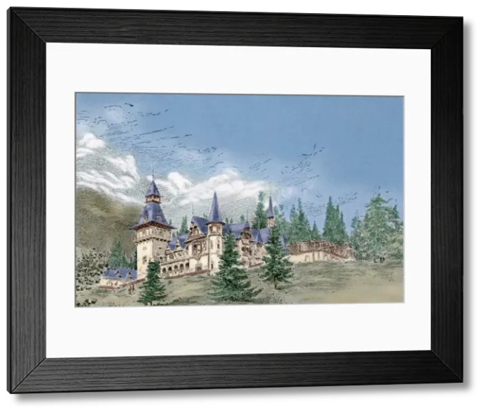 Framed Print : Summer residence of Elisabeth of Wied (1843-1916). Engraving Framed Print : Summer residence of Elisabeth of Wied (1843-1916). Engraving