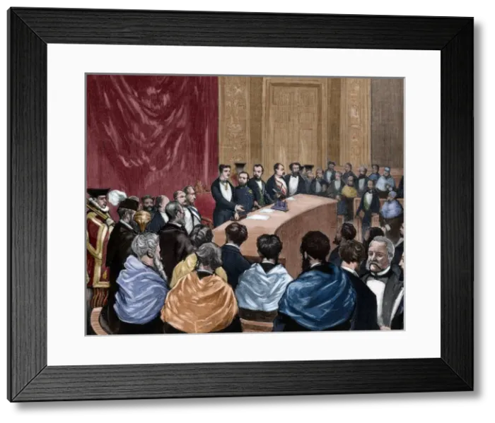 Framed Print : Alphonse XII inaugurating the agricultural conferences. Eng Framed Print : Alphonse XII inaugurating the agricultural conferences. Eng