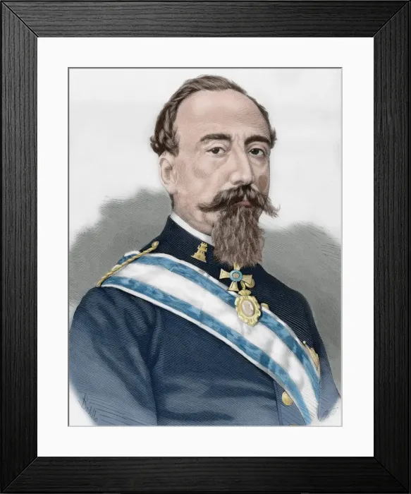 Framed Print : Carlos Ibanez de Ibero (1825-1891). Engraving. Colored Framed Print : Carlos Ibanez de Ibero (1825-1891). Engraving. Colored
