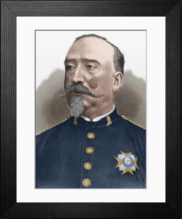 Framed Print : Carlos Ibanez de Ibero (1825-1891). Engraving. Colored Framed Print : Carlos Ibanez de Ibero (1825-1891). Engraving. Colored