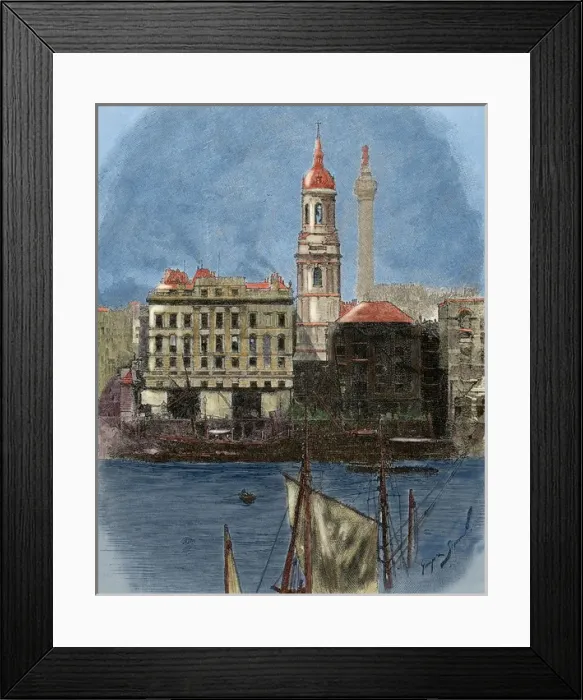 Framed Print : England. London. Breakwater. Engraving Colored Framed Print : England. London. Breakwater. Engraving Colored