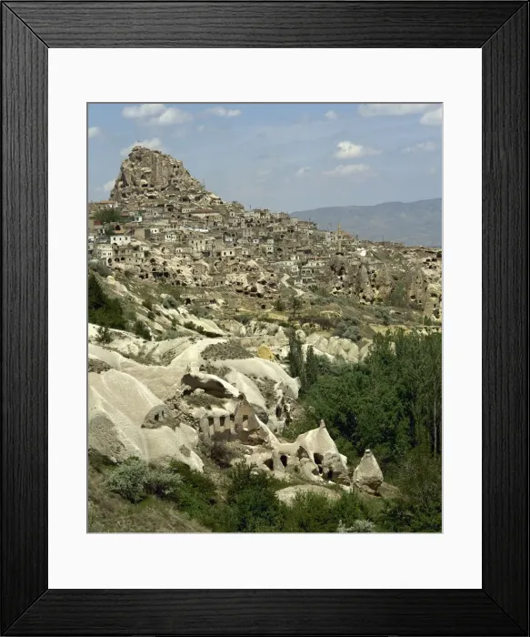 Framed Print : Turkey. Cappadocia. The town Uchisar. Cave house. Central An Framed Print : Turkey. Cappadocia. The town Uchisar. Cave house. Central An