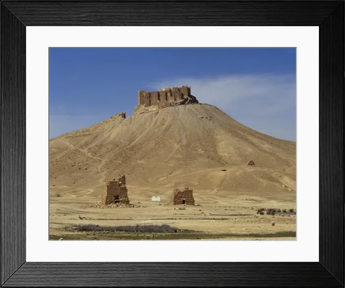 Framed Print : Syria. Palmyra. Ruins of Qala at ibn Maan castle on top of m Framed Print : Syria. Palmyra. Ruins of Qala at ibn Maan castle on top of m