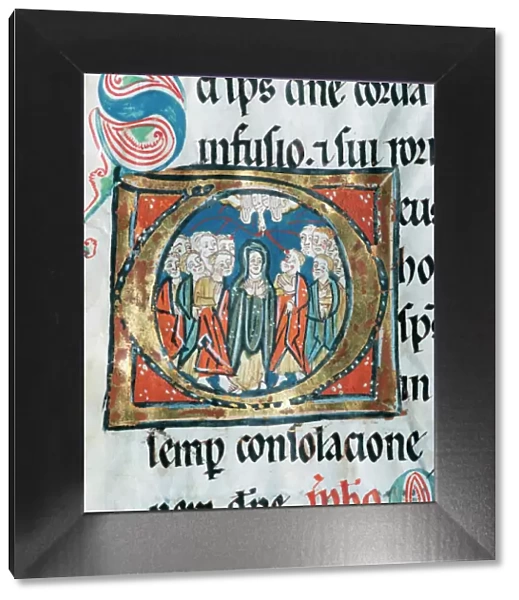 Missal Vetus Oxemense. Drop cap depicting The Pentecost. 12t