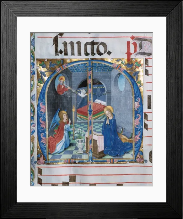 Framed Print : Choirbook number 1. Gregorian chant. 15th. century. The Annun Framed Print : Choirbook number 1. Gregorian chant. 15th. century. The Annun