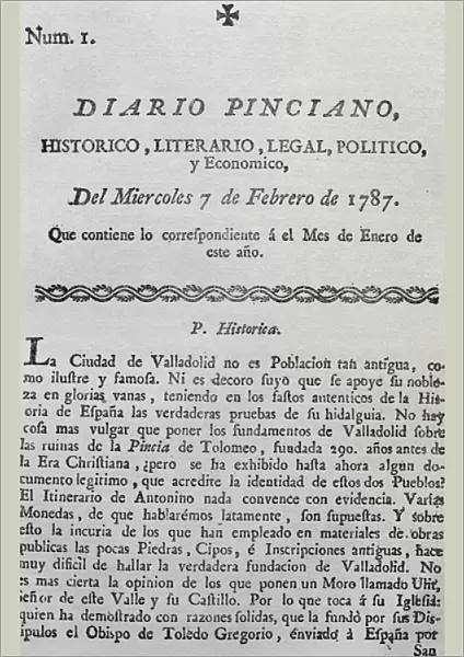 Diario Pinciano. Spanish newspaper. Published between 1787-1