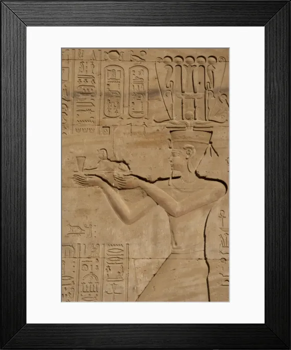Framed Print : Egypt. Temple of Horus. Relief depicting a Ptolemaic pharaoh